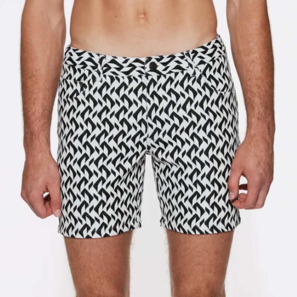 ST33LE BLACK/WHITE HERRINGBONE 5" JACQUARD KNIT STRETCH SHORT